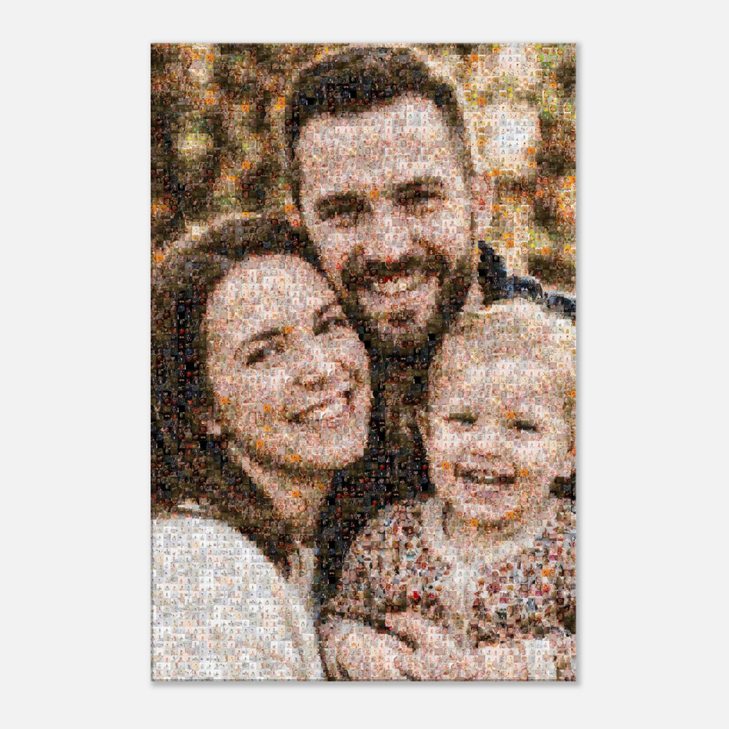 Photo mosaic canvas close-up — every tile is one of your real photos