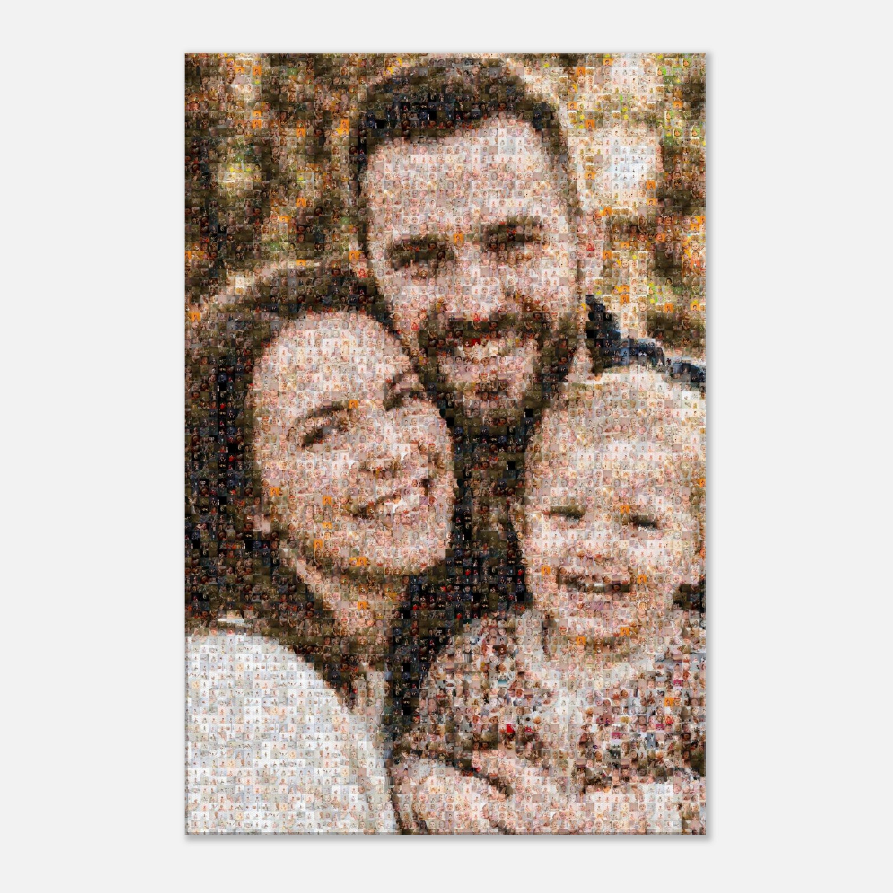 Photo mosaic canvas close-up — every tile is one of your real photos