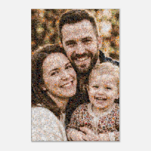 Photo mosaic canvas close-up — every tile is one of your real photos